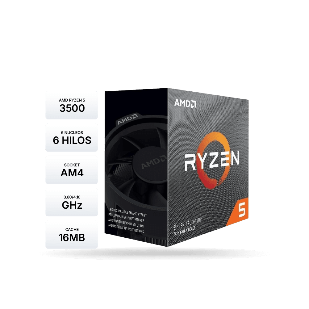 PROCESADOR AMD RYZEN 5 3500 3.60/4.10 GHz, 6 CORE, AM4 OEM. 65W