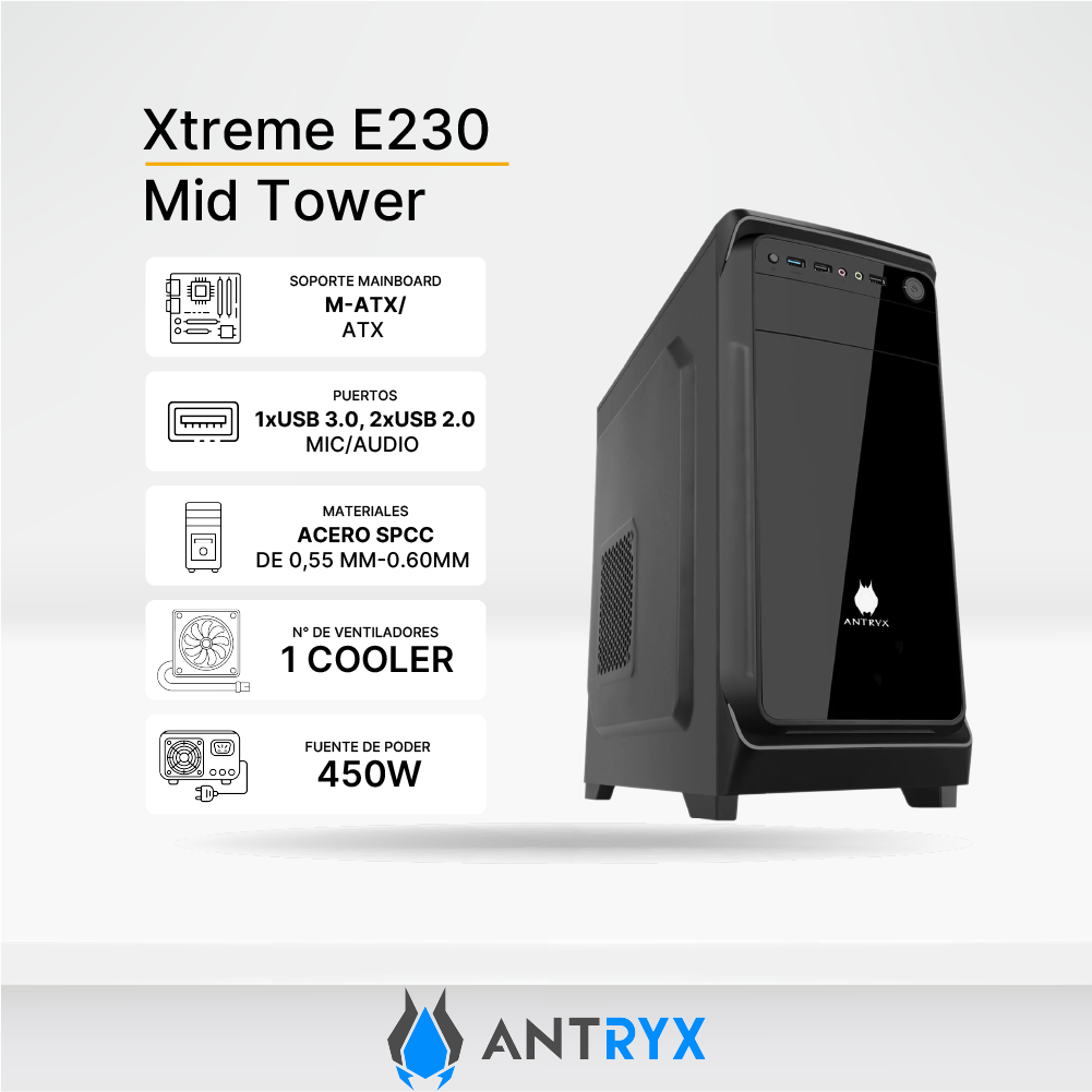 Case ANTRYX Xtreme E230 C/F 450W USB 3.0 (AC-XE230PSN-45CP)