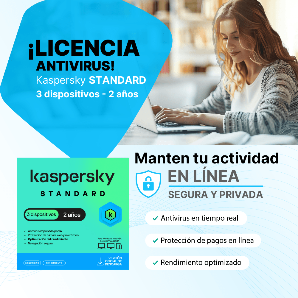Antivirus Kaspersky STANDARD / 3 dispositivos / 2 años / Descarga digital, ESD
