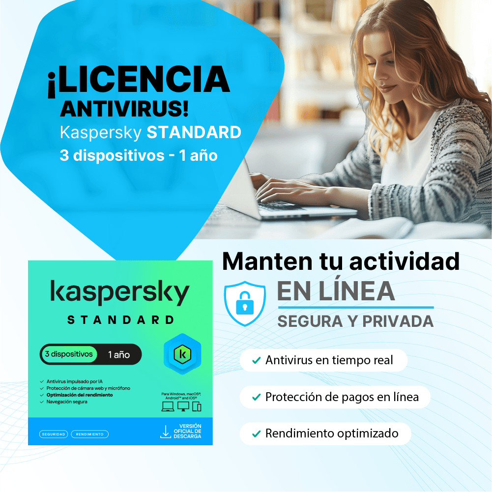 Antivirus Kaspersky STANDARD / 3 dispositivos / 1 año / Descarga digital, ESD