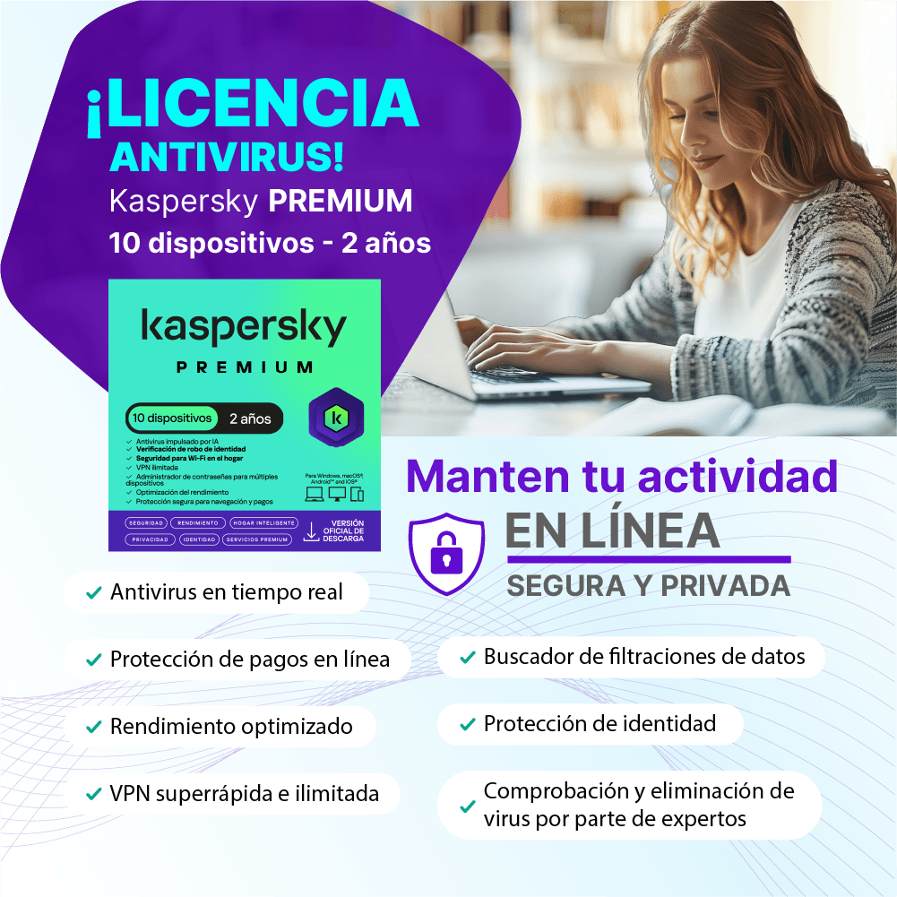 Antivirus kaspersky PREMIUM / 10 dispositivos / 2 años / Descarga digital, ESD