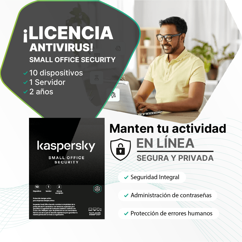 Antivirus Kaspersky Small Office Security 8, digital ESD (10 dispositivos + 1 Server) 2 AÑOS