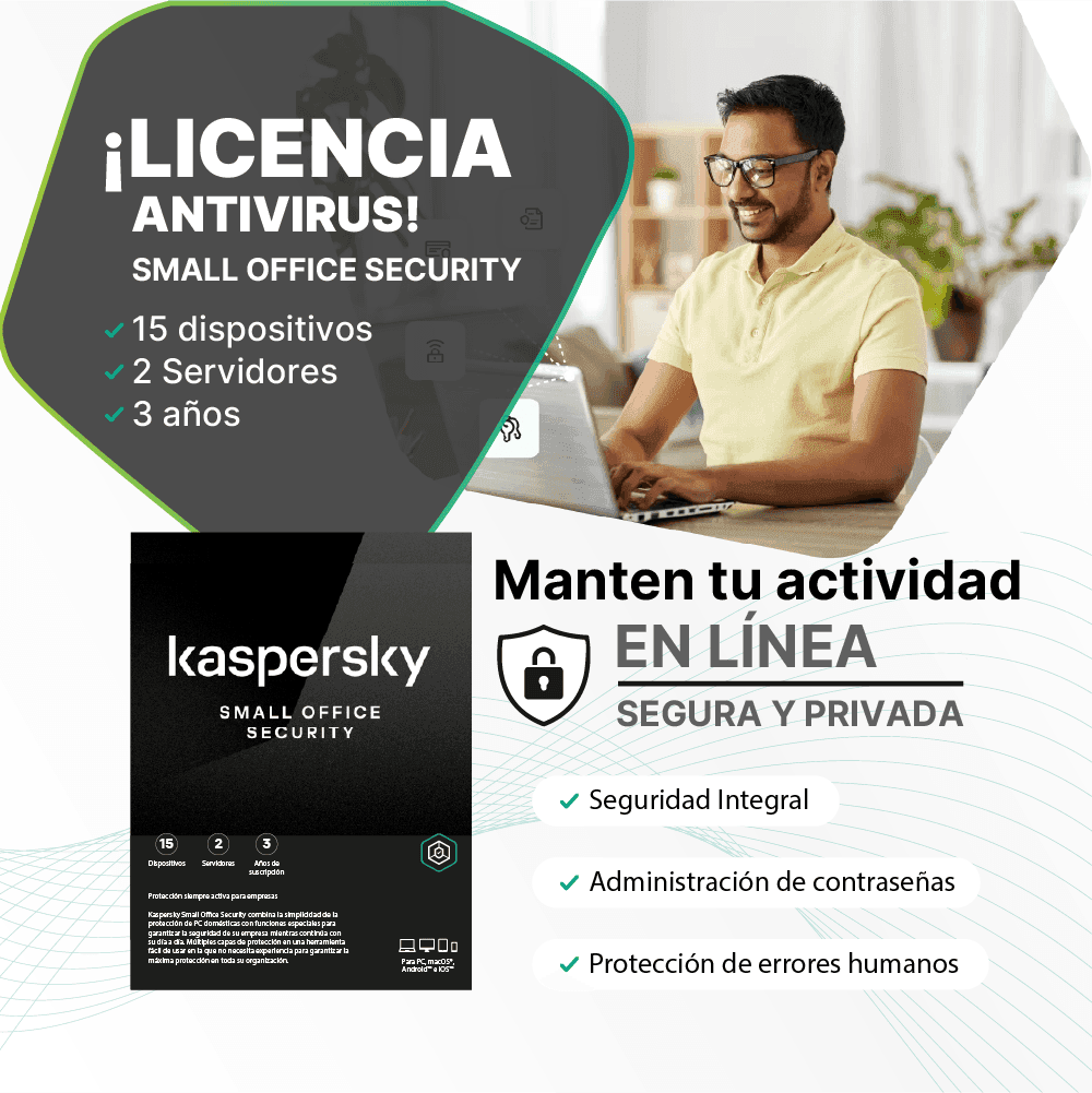 Antivirus Kaspersky Small Office Security 8, digital ESD (15 dispositivos + 2 Server) 3 AÑOS