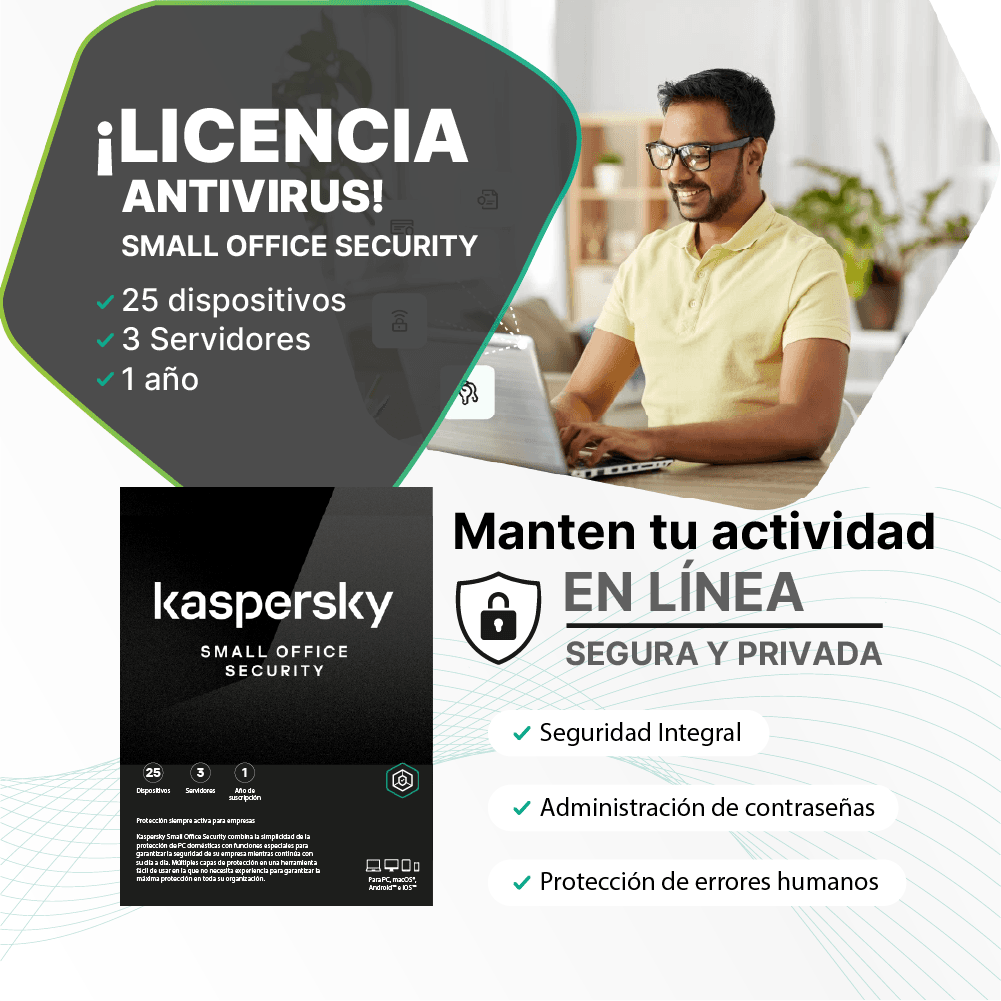 Antivirus Kaspersky Small Office Security 8, digital ESD (25 dispositivos + 3 Server) 1 AÑO