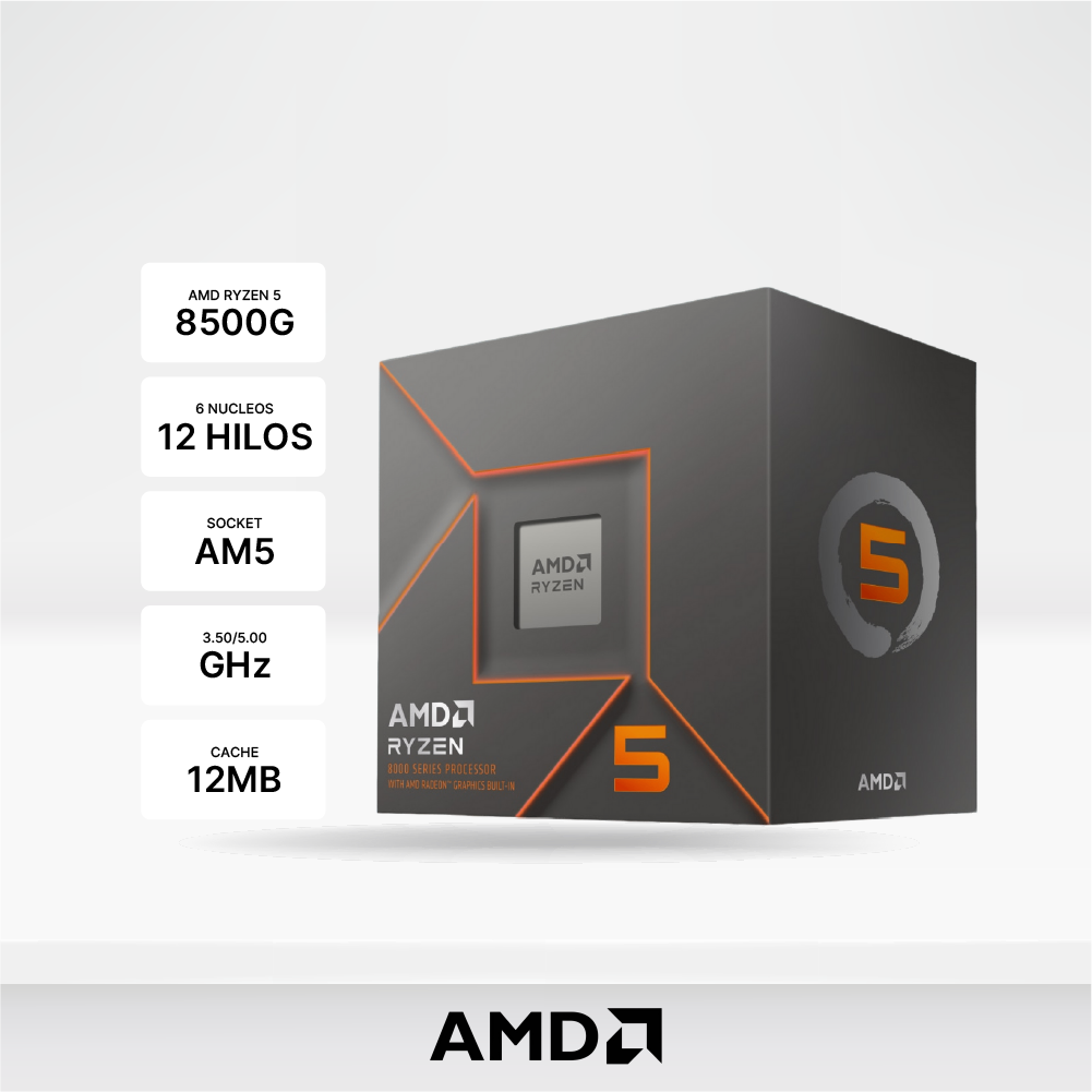 Procesador AMD Ryzen 5 8500G 3.50 / 5.00 GHz, AM5, 6-Cores, Graphics Radeon 740M