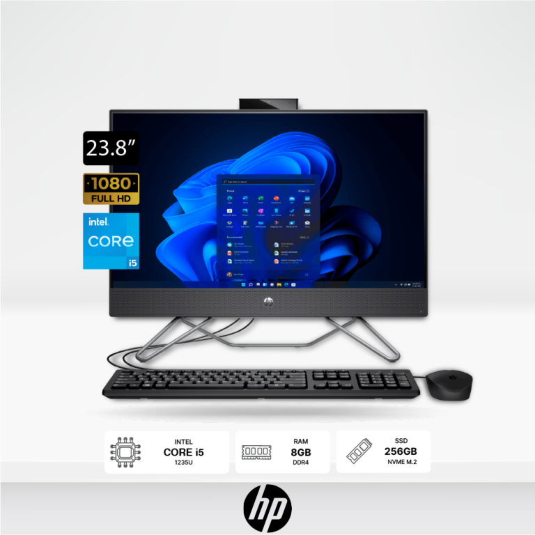 PC ALL IN ONE HP PROONE 240 G9 - INTEL CORE I5 1235U, 8GB DDR4, SSD 256GB, 23.8 FHD, Incluye Teclado y Mouse, FreeDOS.