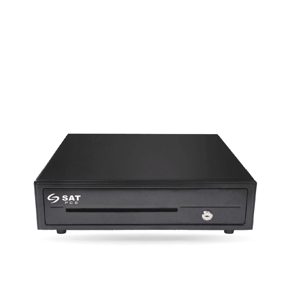 Gaveta De Dinero SAT 119X 5 Billetes - 8 Monedas, RJ11, Con Llave y Automatico, Acero / Negro.