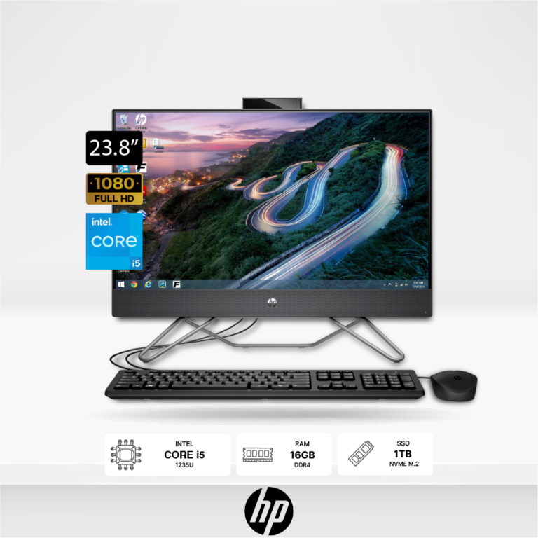 Pc All In One HP 240 G9 24 AIO, 23.8" FHD, i5-1235U, Ram 16GB, SSD 1TB 4.0, FreeDOS. Incluye Teclado y Mouse