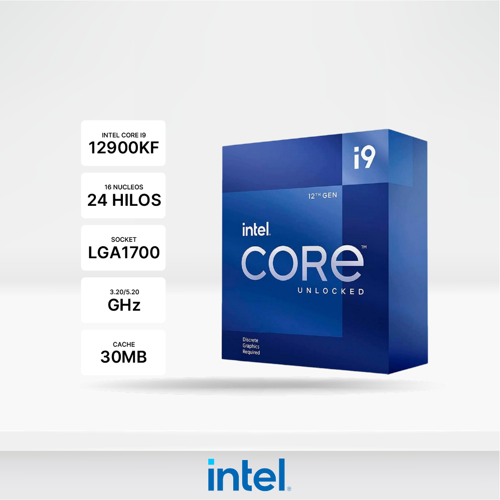 Procesador Intel Core i9-12900KF 3.20 / 5.10GHz, 30MB Caché, 16 Core, LGA1700, 125W