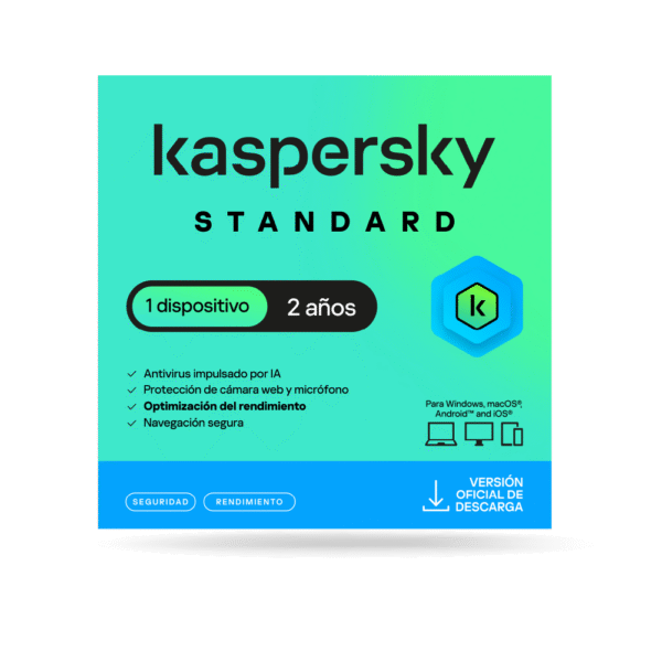 Antivirus Kaspersky STANDARD / 1 dispositivo / 2 años / Descarga digital, ESD