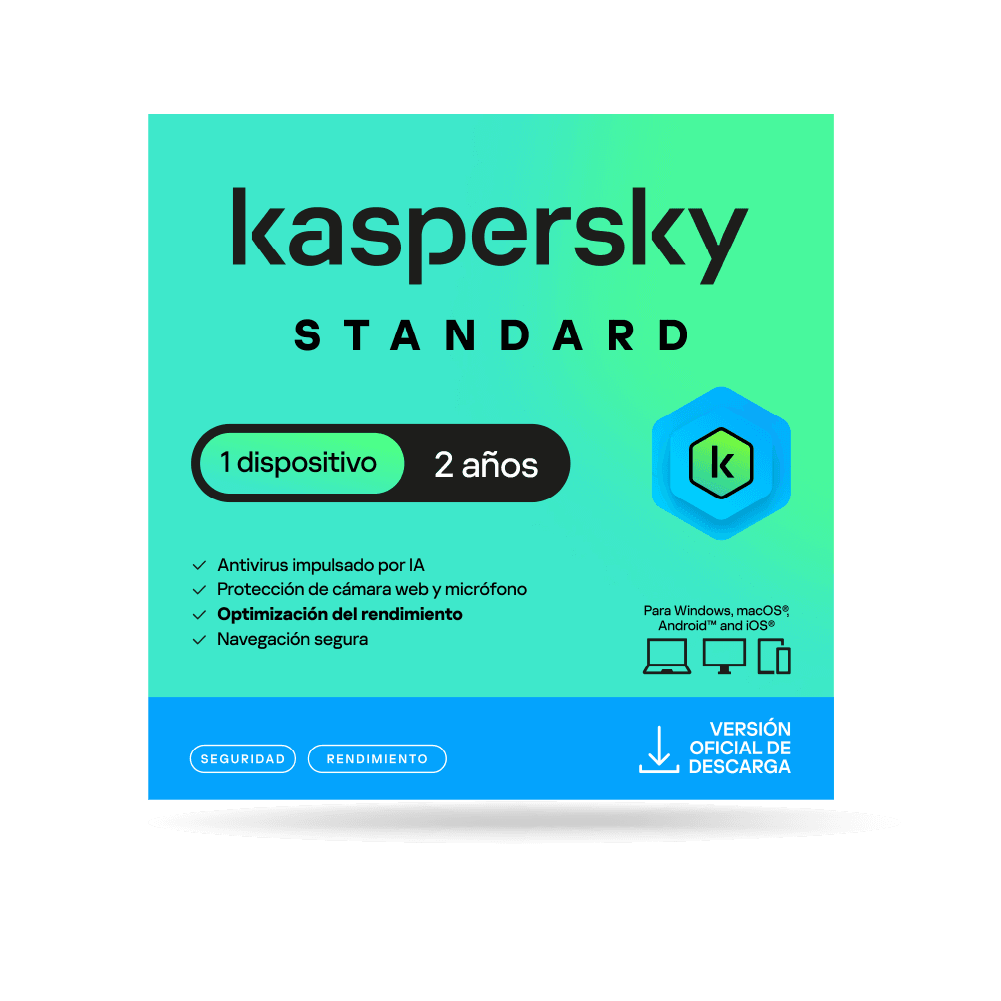 Antivirus Kaspersky STANDARD / 1 dispositivo / 2 años / Descarga digital, ESD
