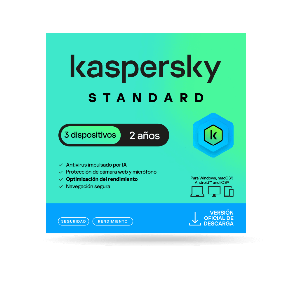 Antivirus Kaspersky STANDARD / 3 dispositivos / 2 años / Descarga digital, ESD