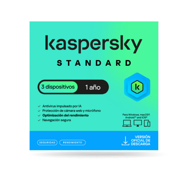 Antivirus Kaspersky STANDARD / 3 dispositivos / 1 año / Descarga digital, ESD
