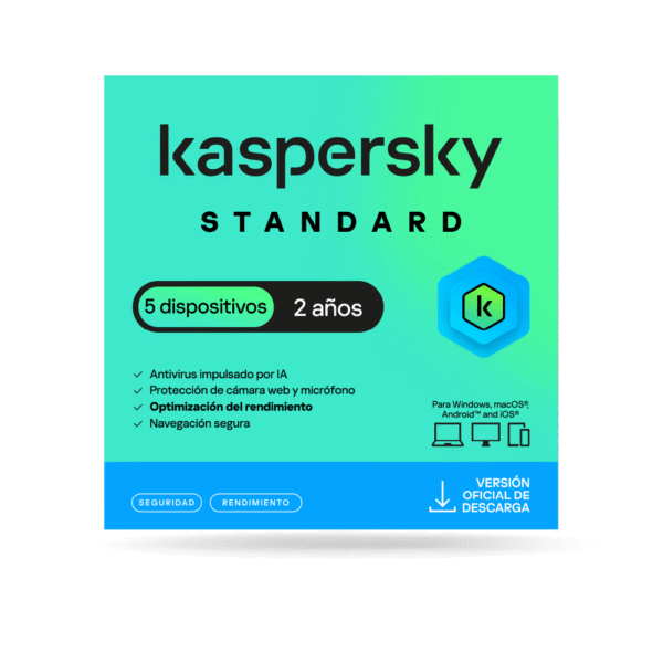 Antivirus Kaspersky STANDARD / 5 dispositivos / 2 años / Descarga digital, ESD