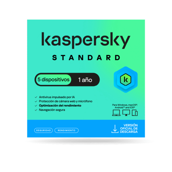 Antivirus Kaspersky STANDARD / 5 dispositivos / 1 año / Descarga digital, ESD