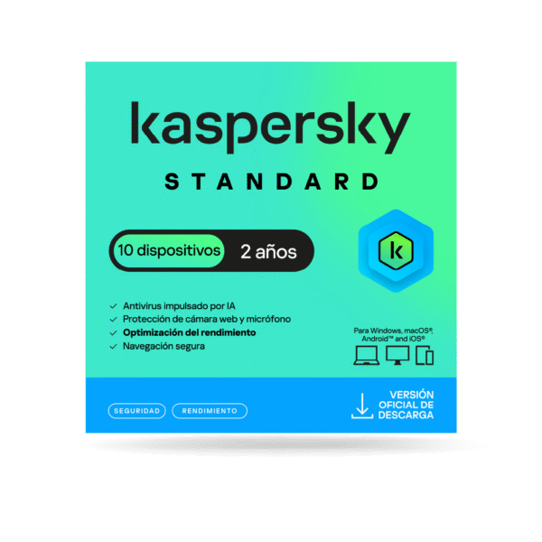 Antivirus Kaspersky STANDARD / 10 dispositivos / 2 años / Descarga digital, ESD