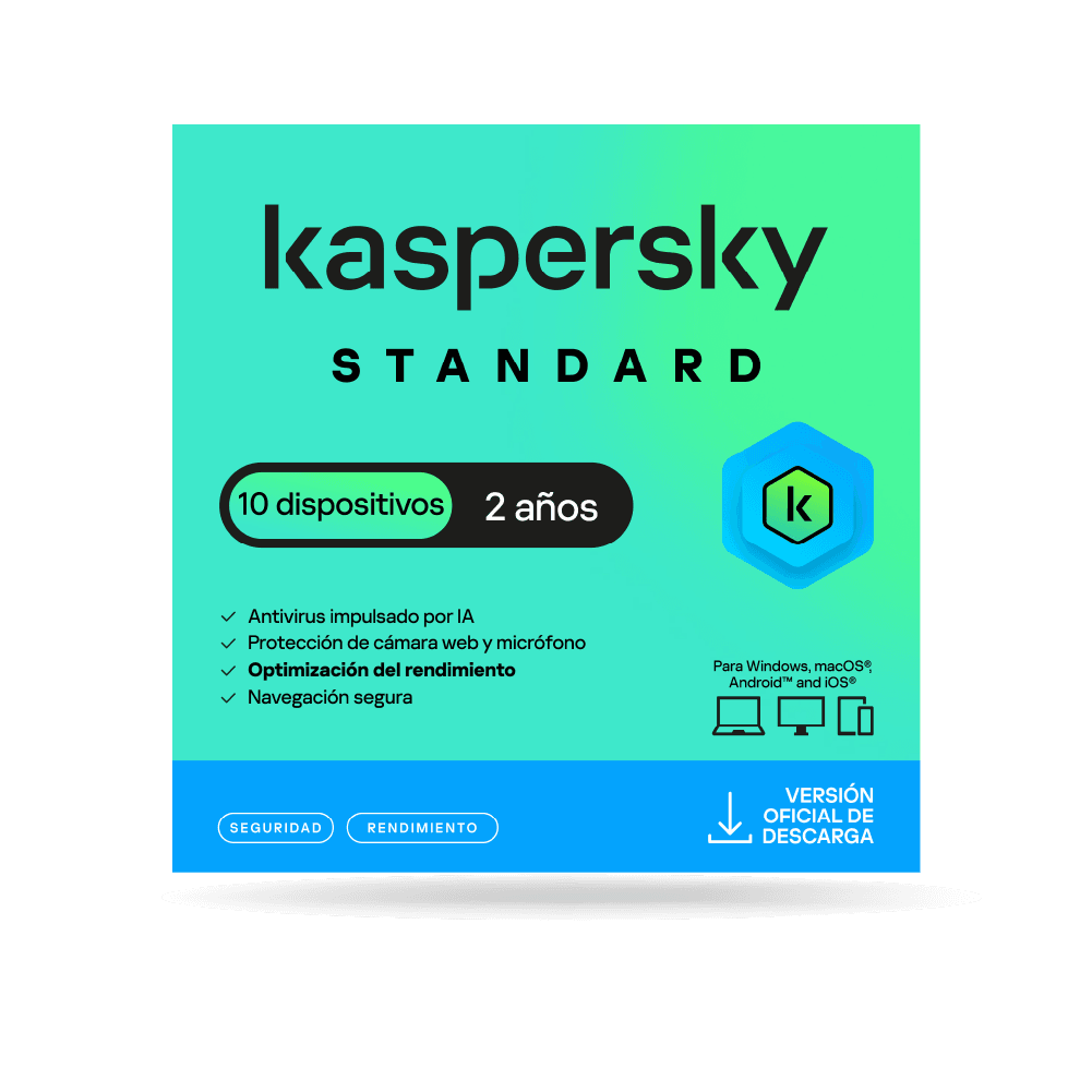 Antivirus Kaspersky STANDARD / 10 dispositivos / 2 años / Descarga digital, ESD