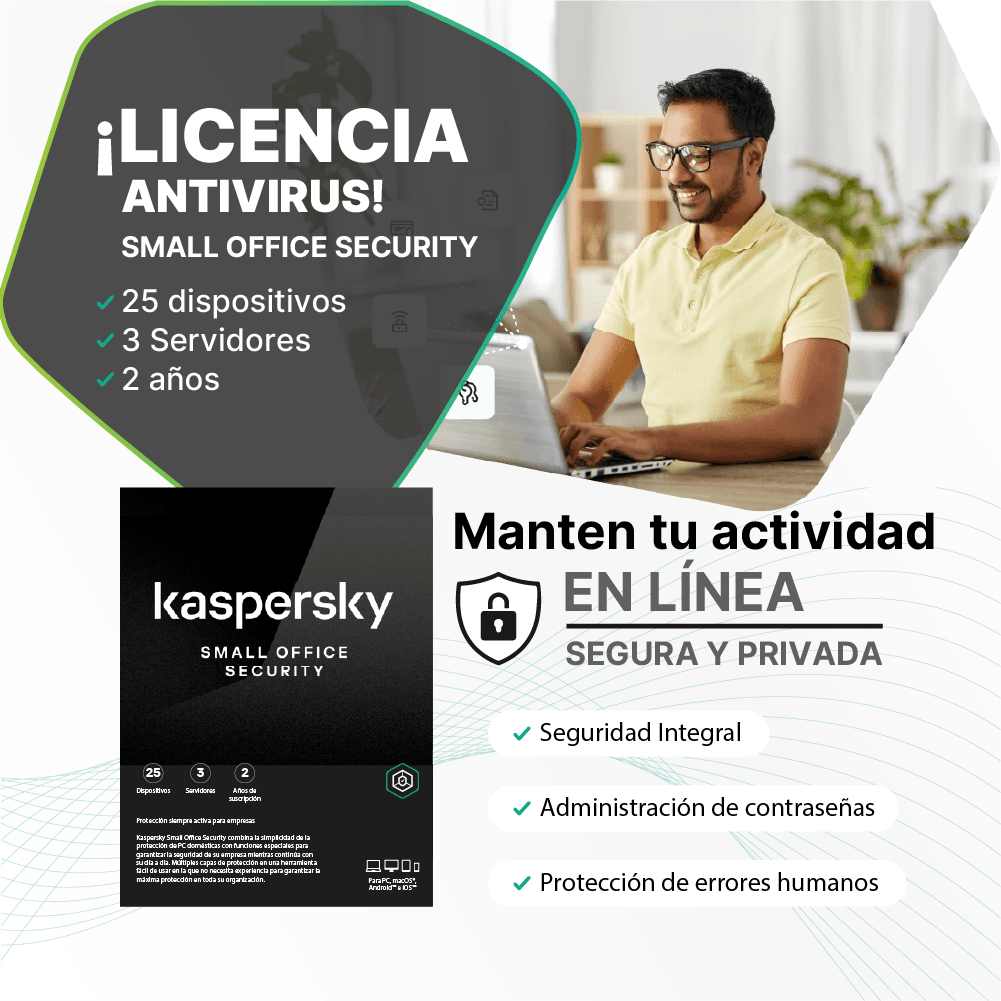 Antivirus Kaspersky Small Office Security 8, digital ESD (25 dispositivos + 3 Server) 2 AÑOS