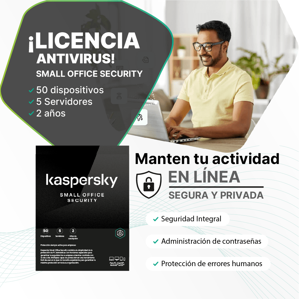 Antivirus Kaspersky Small Office Security 8, digital ESD (50 dispositivos + 5 Server) 2 AÑOS