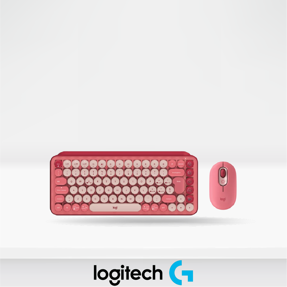 Kit Gaming Logitech Teclado Mecanico Pop Keys + Pop Mouse Heartbreaker, Bluetooth / Usb Logi Bolt, Rosado