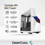 Case Gamer DeepCool CYCLOPS, 1 Cooler ARGB, Soporta Fan de hasta 3x120mm, Vidrio Templado,blanco