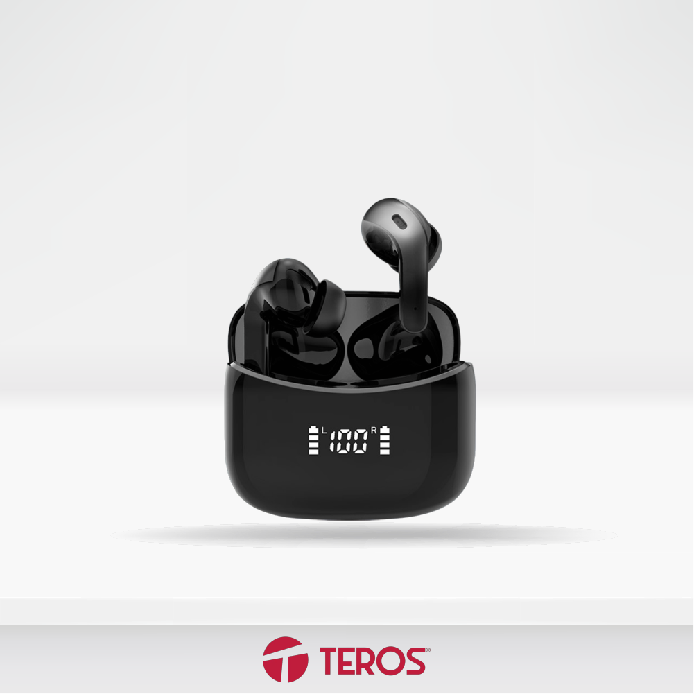 Audífonos Teros TE-8074N, Bluetooth, TWS, Negro