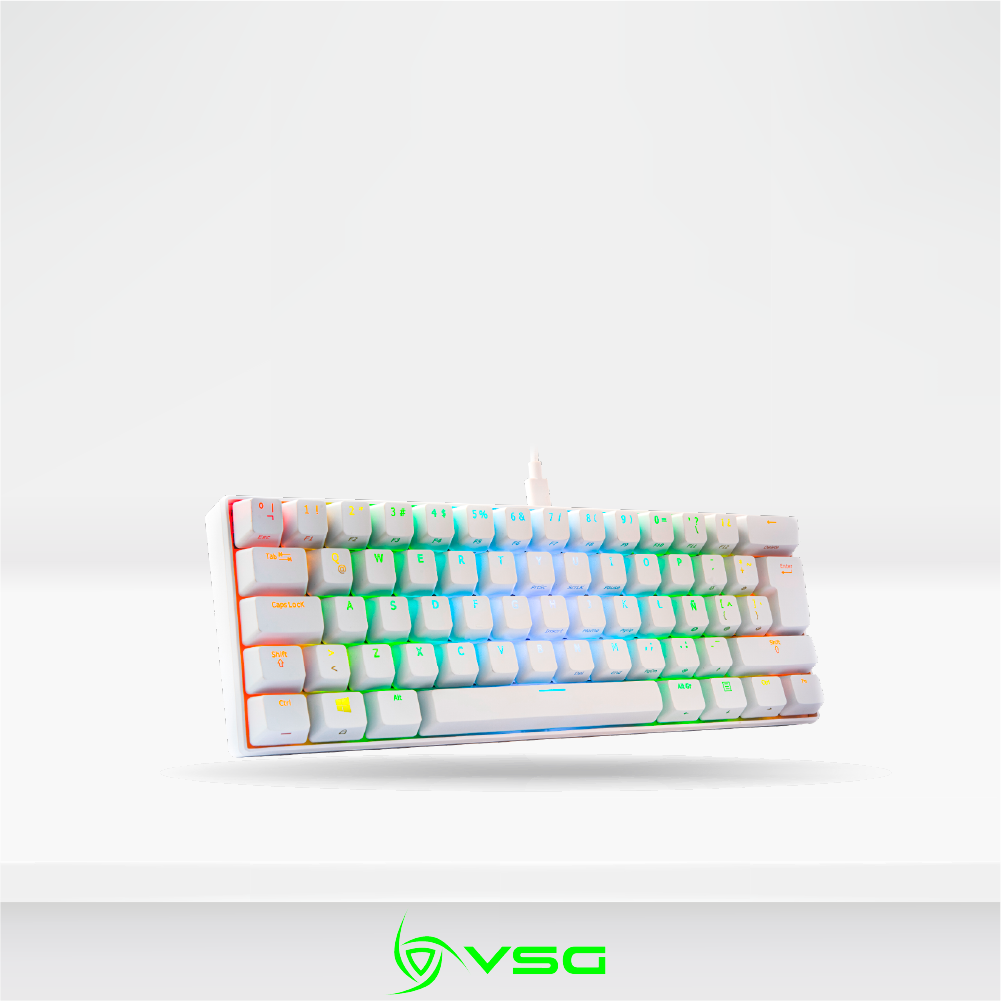 Teclado Gamer Mecanico 60% VSG MINTAKA RGB White, Switch Brown Kailh (VG-KM981-WHT-BRW)