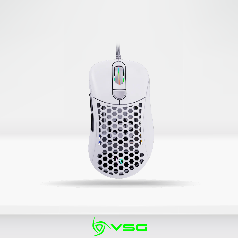 Mouse Gamer VSG AQUILA AIR, Blanco Mate, 16000 dpi, 400 Ips, 6 Botones, USB Led-RGB (VG-M550-WHT-MAT)