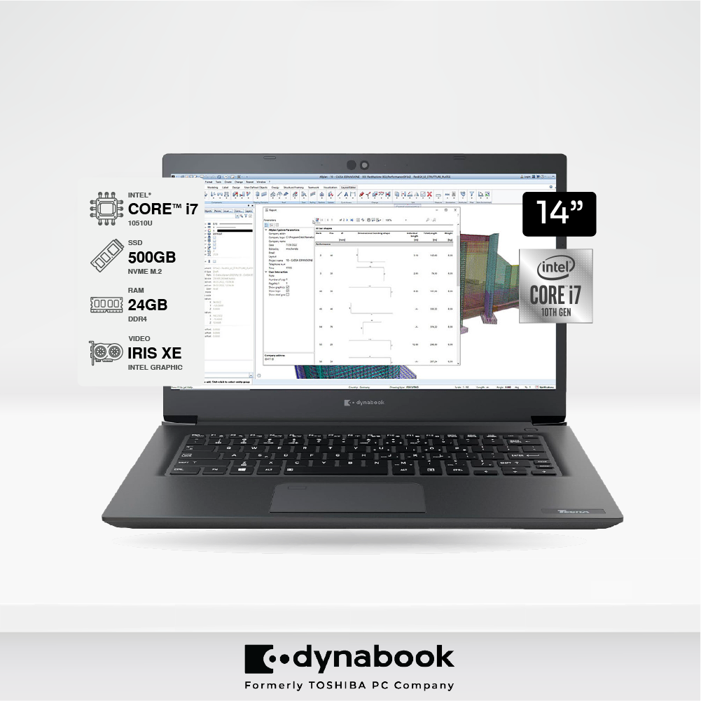 Laptop Dynabook Tecra A40-G Intel Core i7 10510U, 24GB RAM, 500GB SSD, LED 14″ HD, FreeDOS.