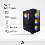 Case Gaming 1ST PLAYER V4-G (Negro) 4 Cooler RGB, Vidrio templado, Sin Fuente.