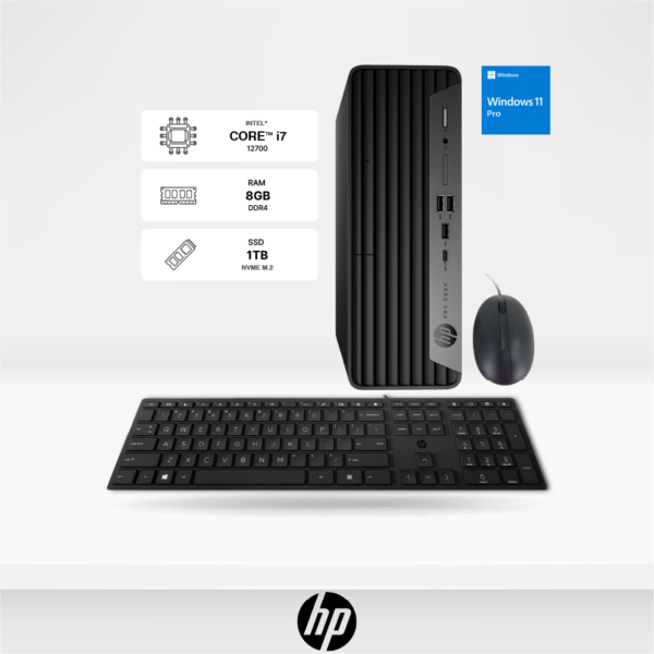 CPU HP ProDesk 400 G9 SFF Intel i7-12700, 8GB, SSD 1TB, Teclado y Mouse HP, DVD Optico, Windows 11Pro