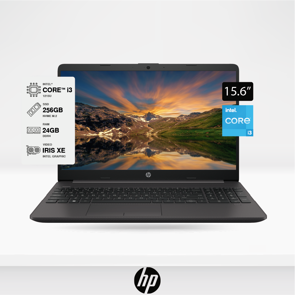 Laptop HP 250 G9, 15.6" HD, Intel Core i3-1215U, Ram 24GB, solido 256GB, FreeDOS.