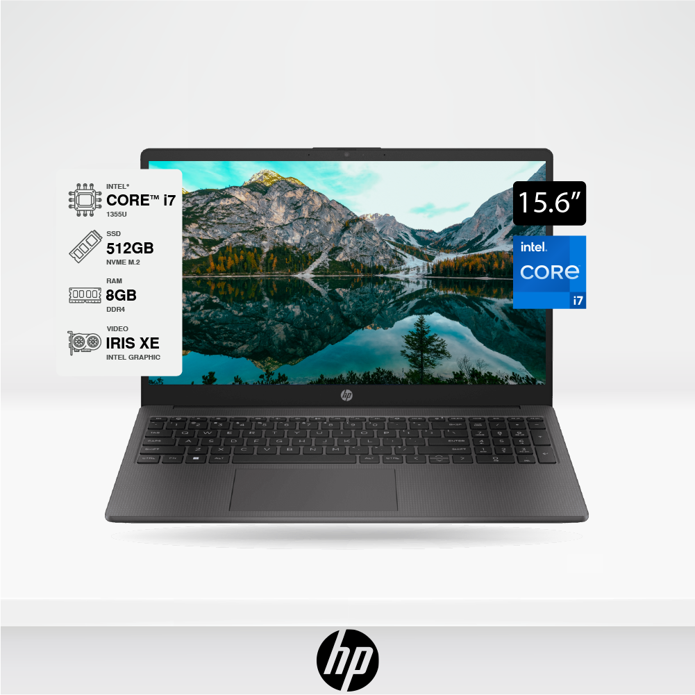 Laptop HP 250 G10 15.6", Intel Core i7 I7-1355U, Ram 8GB, Disco solido M.2 512GB, FreeDOS.