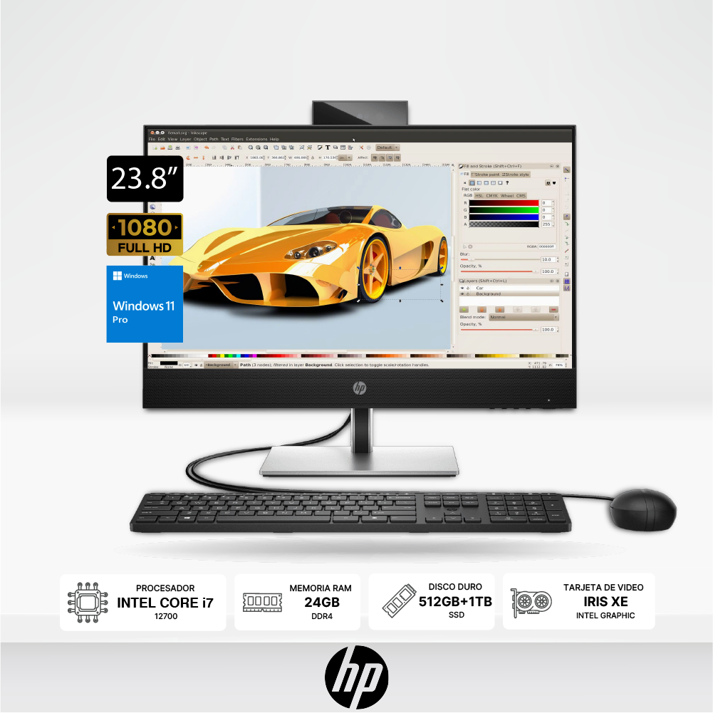 PC AIO HP ProOne 440 G9 23.8" FHD Intel i7-12700 RAM 24GB, SSD 512GB+SSD1TB, DVD, Windows 11Pro.