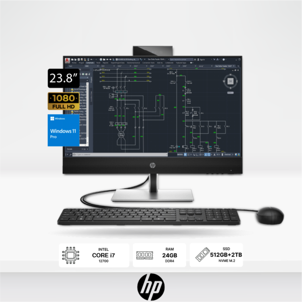 PC AIO HP ProOne 440 G9 23.8" FHD Intel i7-12700 RAM 24GB, SSD 512GB+SSD2TB, DVD, Windows 11Pro