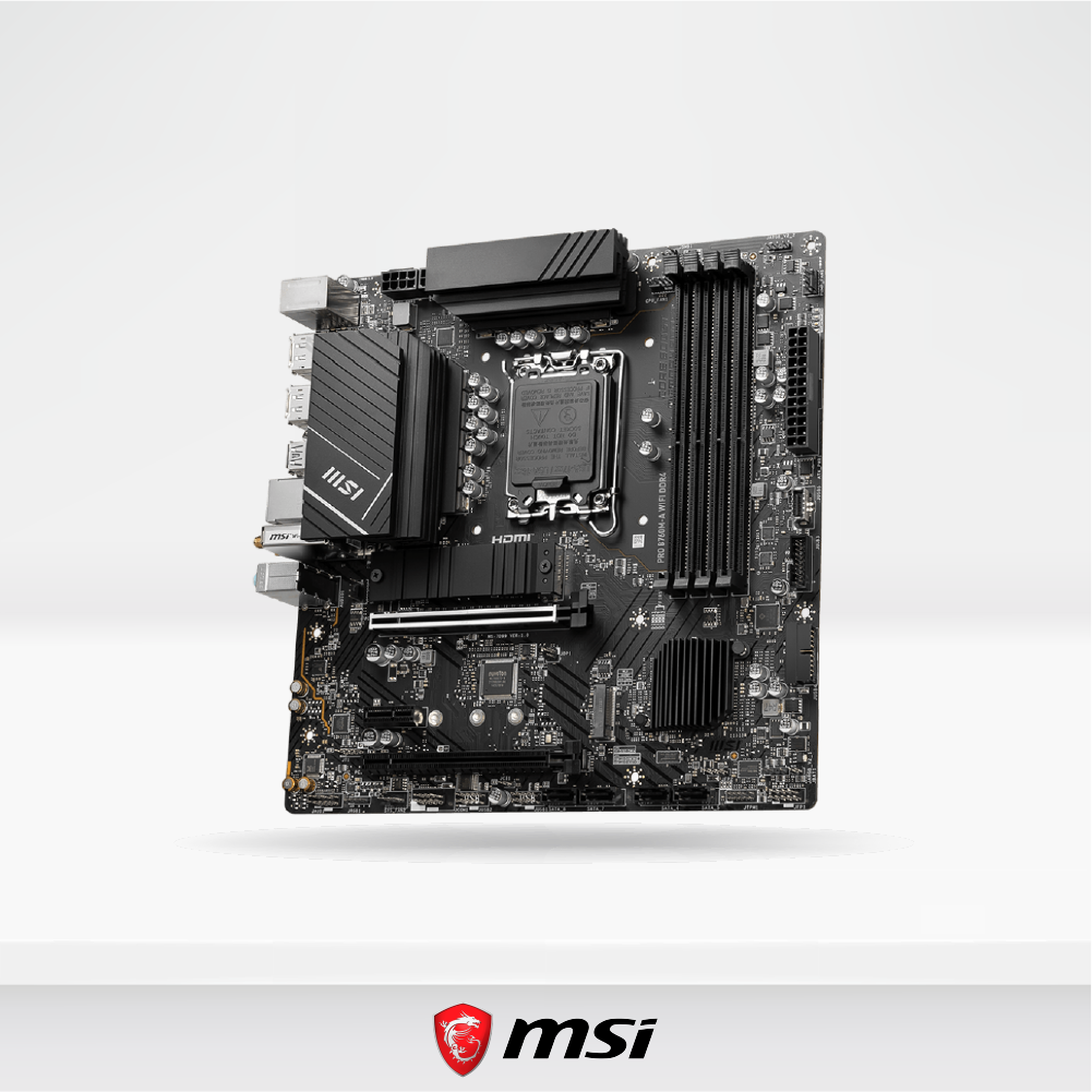 Placa MSI PRO B760M-A WIFI Socket LGA 1700, 4x DDR5 hasta 256GB, WiFi + Bluetooth, 2xHDMI, 2xDP.