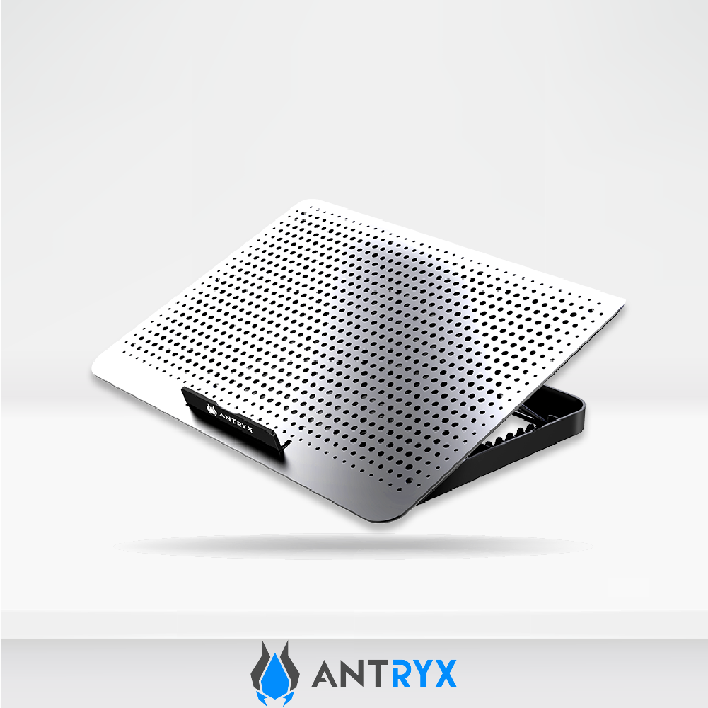 Cooler para Laptop Antryx Xtreme Air N280, Aluminio 15.6", 1 Cooler 180mm, USB 2.0 x2, 8 niveles, silver.