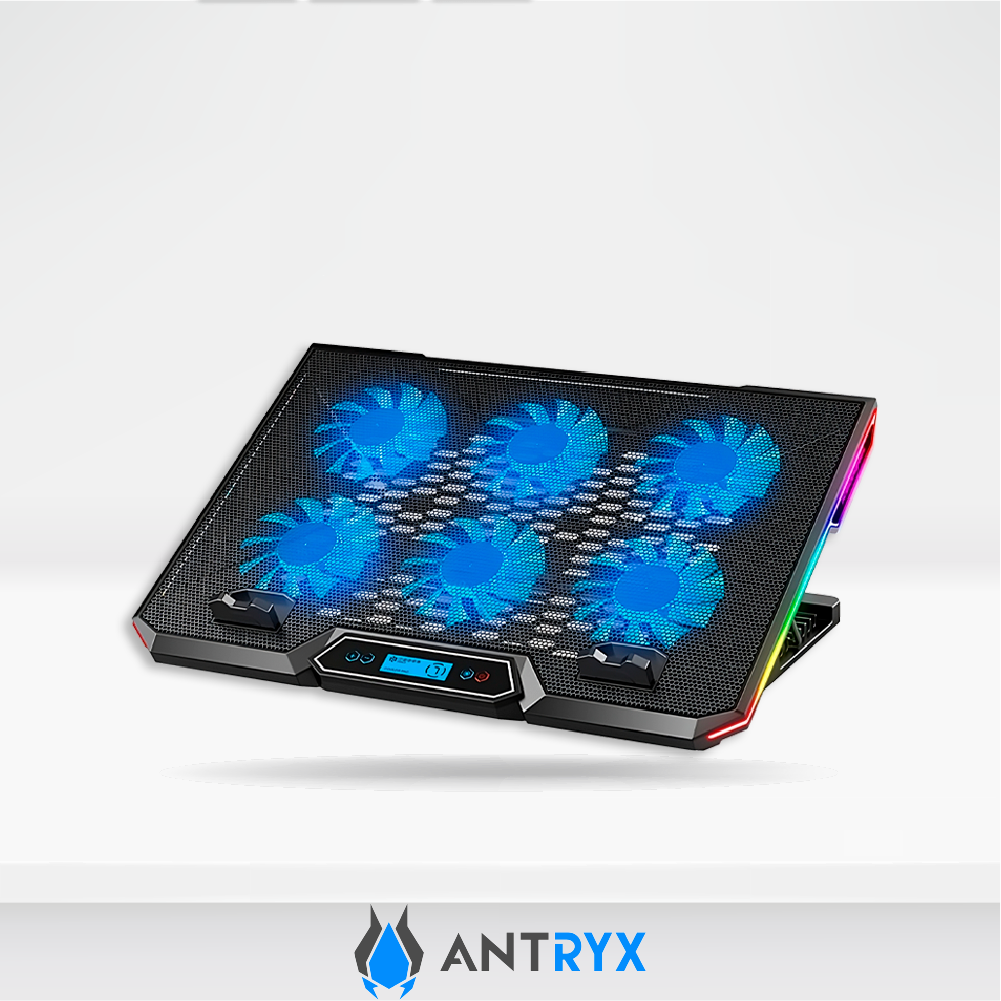 Cooler para laptop ANTRYX XTREME AIR X600 PLUS, 17", RGB, 8 niveles ajuste.