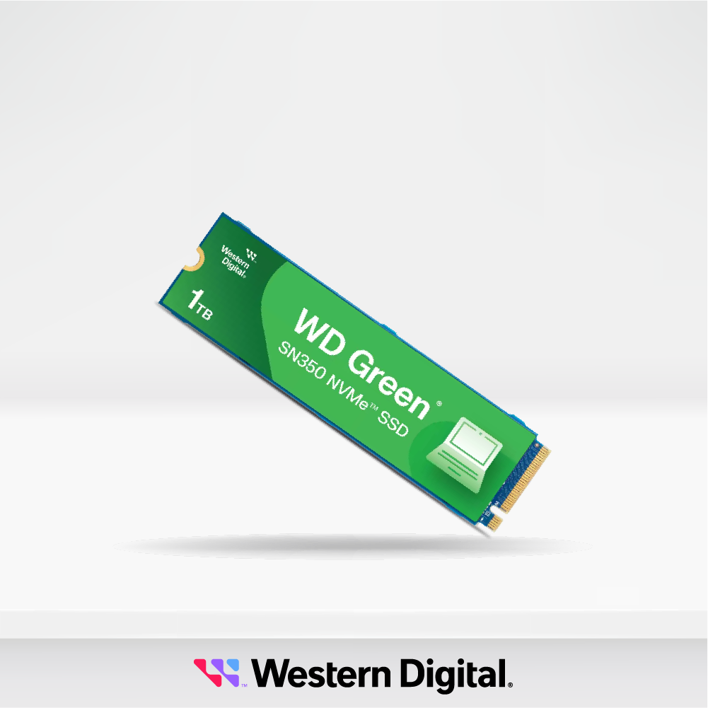 Disco Solido WESTERN DIGITAL Green SN350 NVMe 1TB M.2 2280 PCIe Gen3 x4 NVMe, lectura 2400 MB/s, escritura 1850 MB/s