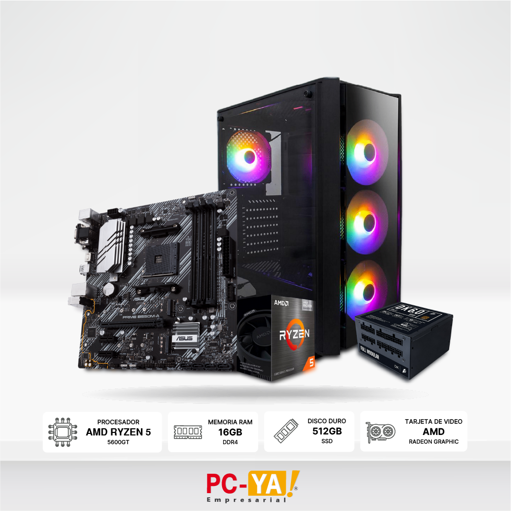 PC Ryzen 5 5600GT, 16GB, 512GB SSD, Case Gaming 1ST PLAYER 500W 80 PLUS BRONZE