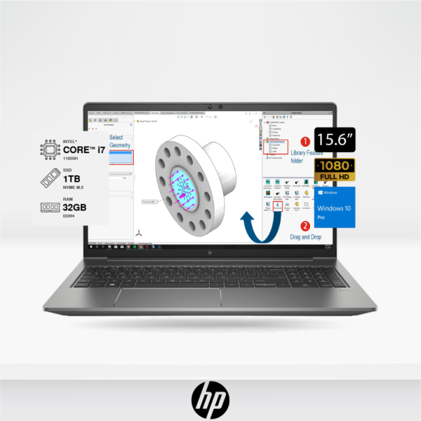 Laptop HP Workstation ZBook Power G8, i7 11850H, Ram 32GB DDR4, SSD 1TB M.2, 15.6" FHD, teclado retroiluminado, Windows 10 pro.