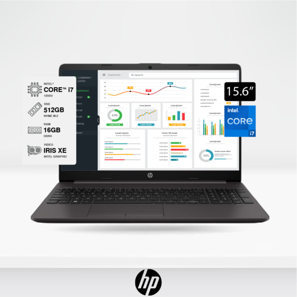 Laptop HP 250 G9, 15.6" , Intel Core i7-1255U, Ram 16GB, Disco solido M.2 512GB, FreeDOS.