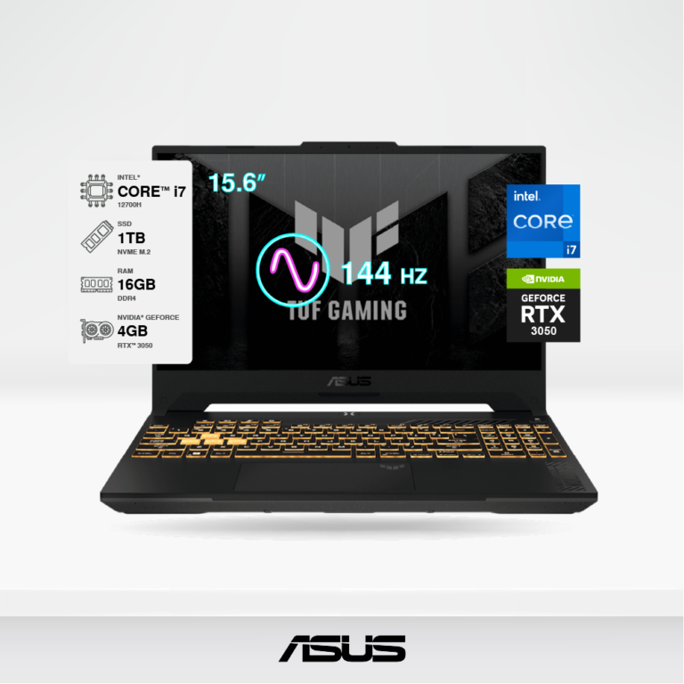 Laptop ASUS TUF Gaming F15, Intel i7-12700H, 16GB DDR4, SSD 1TB M.2, 15.6" Full HD. 144hz, RTX 3050 4GB DDR6, FreeDOS.