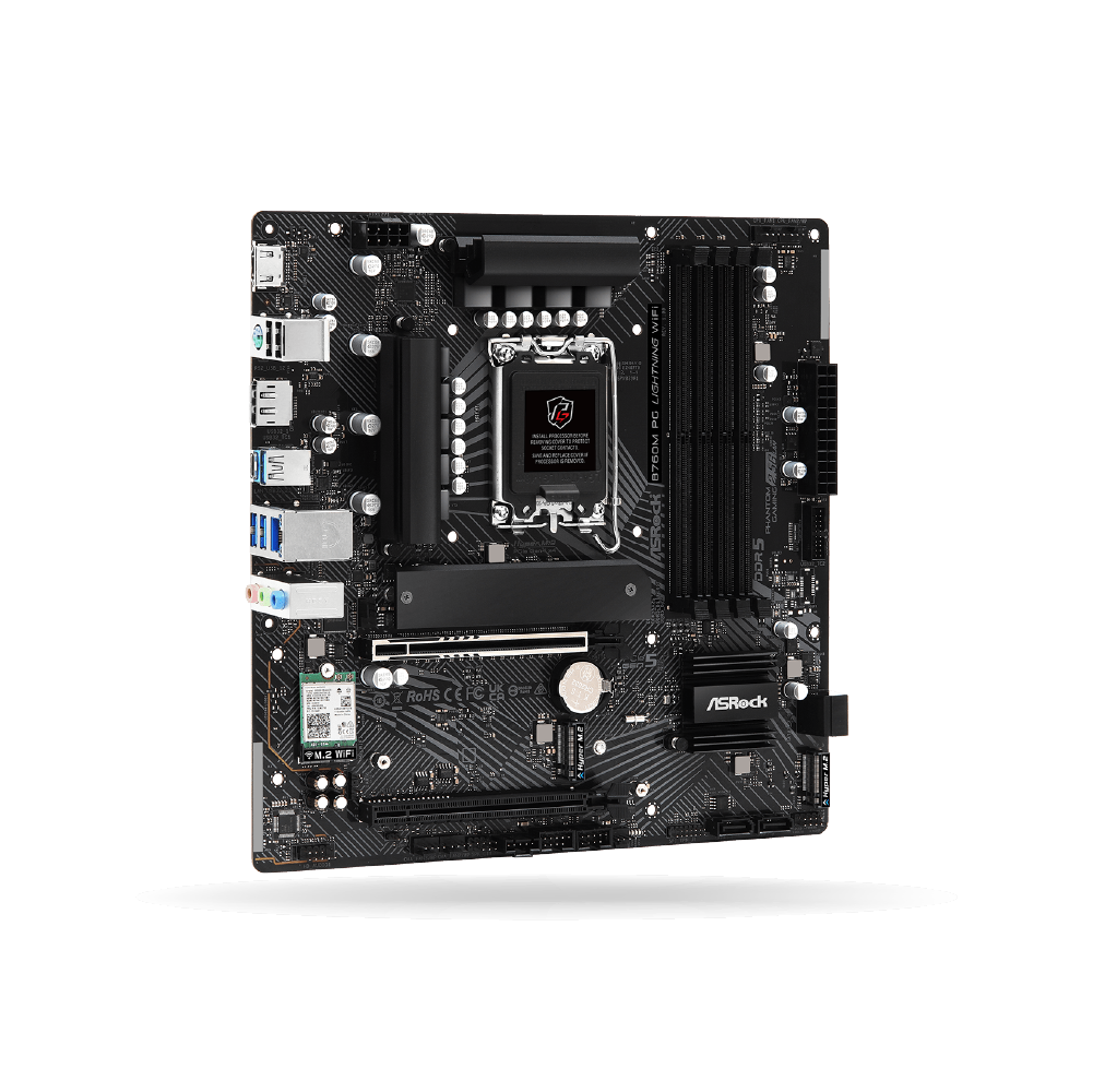Placa ASRock B760M PG LIGHTNING WIFI, Micro ATX, 4xDDR5, Wi-Fi 6E + Bluetooth 5.3, 1xHDMI - 1xDP