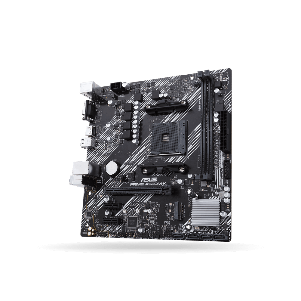 PLACA ASUS PRIME A520M-K, Chipset AMD A520, Socket AMD AM4, x2 DDR4 Hasta 64GB, Micro ATX, HDMI – VGA.