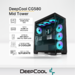 Case Gamer DeepCool CG580 Black, ATX, Compartimento para Gestion de Cables, Soporta Fan 3x120mm, No incluye Cooler