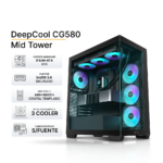 Case Gamer DeepCool CG580 Black, ATX, Compartimento para Gestion de Cables, Soporta Fan 3x120mm, No incluye Cooler