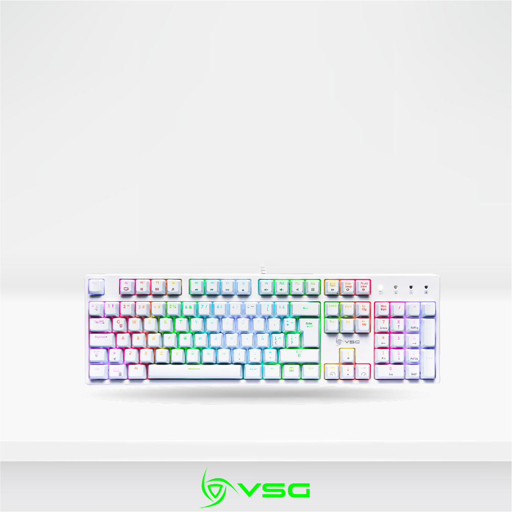 Teclado Gamer Mecanico 100% VSG ALNILAM RGB WHITE, Switch RED Kailh (VG-KM983-WHT-RED)