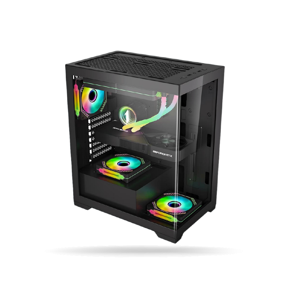 Case Gaming 1ST PLAYER Mi7 Black 3 Cooler ARGB, Control remoto, Sin Fuente.