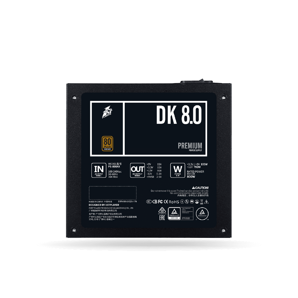 Fuente de poder 1STPlayer PS-800AX DK Premium, ATX, 800W 80 plus bronze.